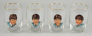 NOTE ONLY THREE GLASSES IN THE LOT. The Beatles - An original set of four Beatles glasses, manufactured by Joseph Lang & Comp
