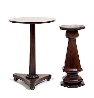 A Regency Rosewood Pedestal Table, Height of first 25 1/2 inches.