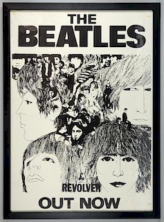 The Beatles - Revolver Out Now vintage promotional music poster for the release of the LP, framed, flat, 35 x 25 inches