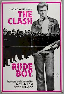 The Clash (1980) Rare double crown poster for the film documentary Rude Boy, folded, 20 x 30 inches