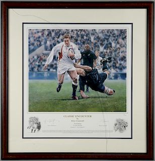 Rugby - Limited edition print 20/500 of England Rugby player Johnny Wilkinson playing at Twickenham, signed by the player & t