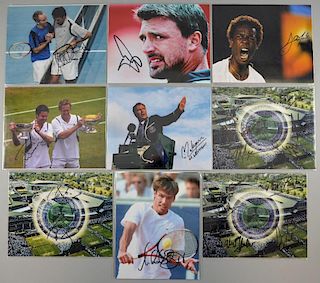 Tennis Memorabilia: 10 signed photographs bearing signatures of 22 players, including; Goran Ivanisevic, Pat Cash & Michael S
