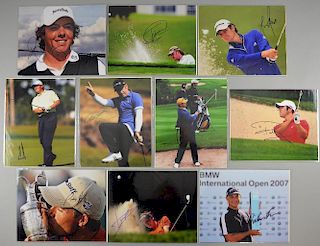 Golf Memorabilia: 10 signed photographs, signatures including; Rory McIlroy, Migel Angel Jimenez, Justin Rose, Ernie Els, Pau