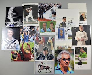 Sporting Memorabilia: A collection of 20 signed photographs, relating to football, boxing, horse racing, motor racing, darts 