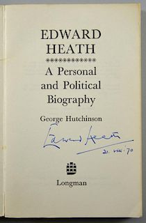 Edward Heath - signed biography of former Prime Minister, first edition, dated 1970