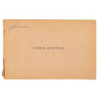 Códice Azcatitlan. Paris: Société des Américanistes, 1949.  XXIX láminas. (21 plegadas).