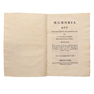 Llave, Pablo de la. Memoria de la Secretaría de Estado y Despacho Universal de Justicia y Negocios Eclesiásticos. México: 1825.