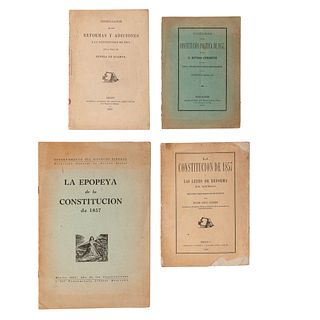 AC1857 - La Constitución de 1857. Promulgación Reformas y Adiciones / Panegírico / Epopeyal. México: 1873, 1888, 1906... Piezas: 4.