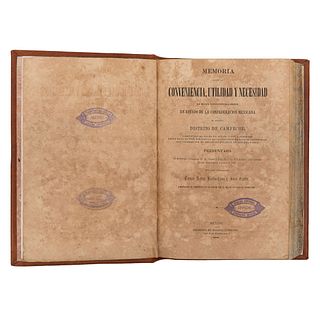 Aznar Barbachano, Tomás y Carbó, Juan. Memoria Sobre la Conveniencia, Erección Constitucional de Campeche. México: 1861.
