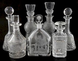 A collection of 7 Pro-Celebrity golf award decanters, gifted to Sir Christopher Lee, including: 5 commemorating the BBC 2 tou
