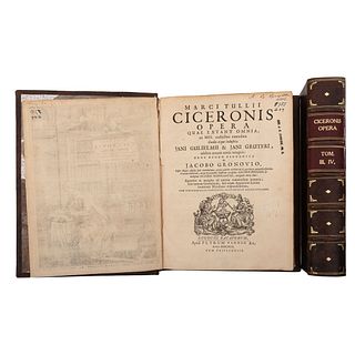 Ciceronis , Marci Tullii. Opera quae Extant Omnia. Lugduni Batavorum: Apud Petrum Vander  Aa, 1692.  4 partes en dos tomos.