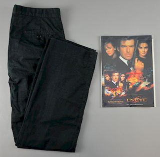 James Bond GoldenEye (1995) Pair of black trousers obtained by the film's wardrobe department for use by Sean Bean as 'Alex T