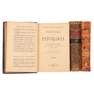 James, William. Principios y Compendio de Psicología. Madrid: Daniel Jorro 1909 y 1916. Piezas: 3. El Compendio firmado por el autor.