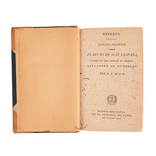 Humboldt, Alexandro - Olive, Pedro María de.  Minerva - Ensayo Político Sobre el Reyno de la Nueva España. Madrid, 1818. Tomo I.
