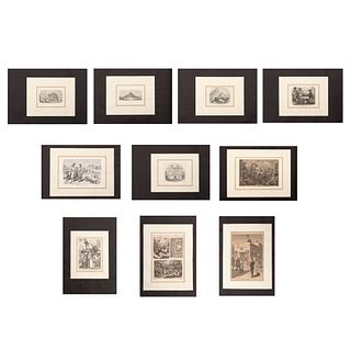 Colección de Grabados sobre Vistas, Ciudades, Tipos y Zonas Arqueológicas de México. Siglo XIX.  Varios formatos, 39 grabados.