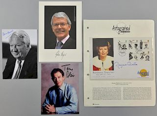 Four signed photographs of UK Prime Ministers including Margaret Thatcher, Tony Blair, Edward Heath, & John Major & two other