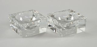 Montblanc - Two crystal paperweight clip bowls, each boxed, 2 x 4 x 4 inches (2).Provenance: From the Estate of Sir Christoph