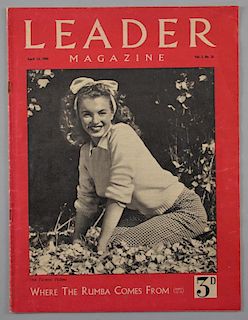 Marilyn Monroe: A rare copy of Leader Magazine, April 13, 1946, Vol.3 No.26 with an early photograph of Norma Jean Baker on t