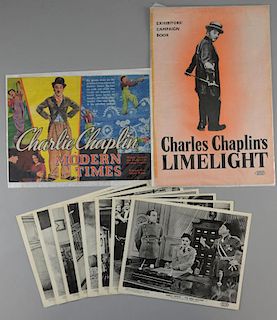 Charlie Chaplin - Modern Times US two sided Herald (12 x 9 inches), Limelight Exhibitors Campaign Book & eight front of house