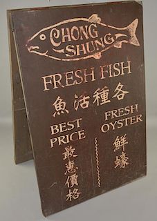 Penny Dreadful (TV Series) 'Chong Shung Fresh Fish' wooden sandwich board used and seen in Series 3, 26 x 34 inches