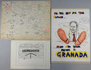 Granada TV Studios - Three multi signed boards signed by over a hundred staff from the studios (3)
