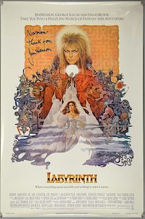 Labyrinth (1986) Jim Henson autographed crew gift US One Sheet film poster, signed to the top left in clear blue marker, 'Nor