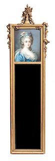 An American Eglomise Mirror, Height 51 inches.