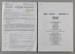 Movie Memorabilia - Call Sheet for Sunshine, Bad Girls Series 8 Unit List, three Cast & Crew jackets including Harchester Uni