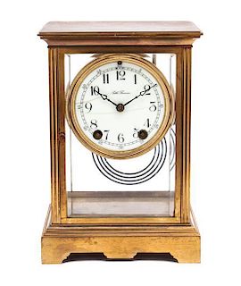 A Brass Seth Thomas Mantle Clock. Height 9 1/2 inches.