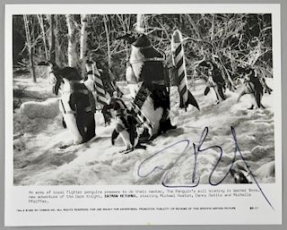 Tim Burton: An autographed Batman Returns publicity still, signed in black felt pen, 10 x 8 inches.Provenance: This lot has b