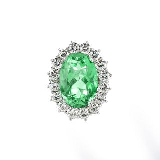 GIA 24.13ct Emerald, Diamond and 18K Ring