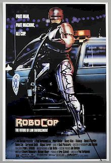 Robocop (1987): A photographic reproduction of the movie poster, signed by Director Paul Verhoeven, in black felt pen, 10 x 8