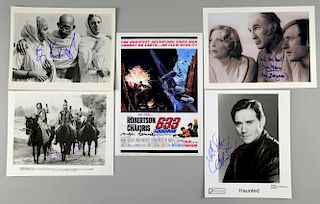 British Actor Autographs: 5 signed publicity photographs, signatures including; Ben Kingsley, Barry Morse, Angus Lennie, Anth