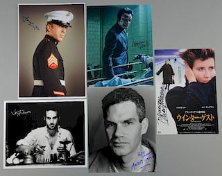 British Actor Autographs: 5 signed publicity photographs, signatures including; Alan Rickman, Joseph Fiennes, Damian Lewis, D