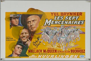 The Magnificent Seven (1960): Belgian film poster, autographed by Robert Vaughn, signed in black felt pen, 14 x 21.25 inches.