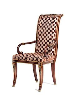 A High-Back Upholstered Side Chair, Height 42 1/2 inches.