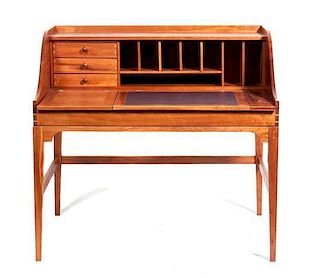 A Mission Style Desk, Harden, Height 40 1/2 x width 44 x depth 32 inches.