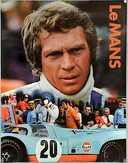 Le Mans (1971) advertising poster dated 1971, Cinema Center Films, showing Steve McQueen, rolled 22 x 17 inches