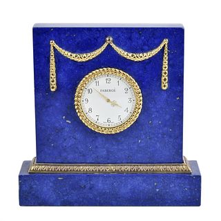 Faberge Lapis and Bronze Desk Clock