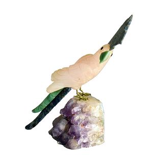 Large Semi Precious Parrot Figurine