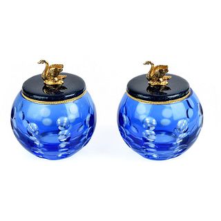 Pair of Faberge Covered Jars