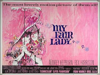 My Fair Lady (1964) British Quad film poster, starring Audrey Hepburn, artwork by Bob Peak, folded, 30 x 40 inches