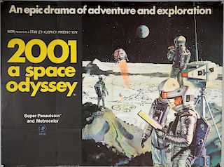 2001: A Space Odyssey (1968), British Quad film poster, artwork by Robert McCall, MGM, folded, 30 x 40 inches