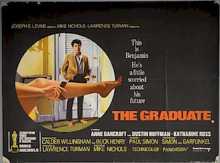 The Graduate (1967) British Quad film poster, starring Dustin Hoffman, United Artists, folded, 30 x 40 inches