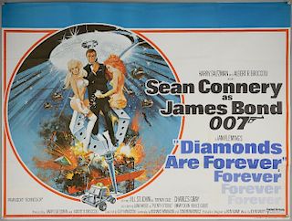 James Bond Diamonds Are Forever (1971) British Quad film poster, starring Sean Connery, directed by Guy Hamilton, United Arti