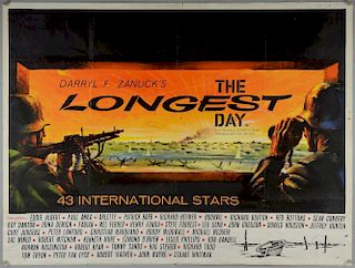 The Longest Day (1962) British Quad film poster, War starring John Wayne & Richard Burton, by Darryl F. Zanuck, 20th C Fox, f