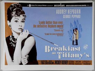 Breakfast At Tiffany's (2001) BFI Anniversary Release British Quad film poster, starring Audrey Hepburn, rolled, 30 x 40 inch