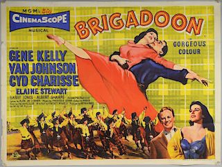 Brigadoon (1954) British Quad film poster, starring Gene Kelly & Cyd Charisse, MGM, folded, 30 x 40 inches