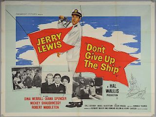 Don't Give Up The Ship (1959) British Quad film poster, starring Jerry Lewis, Paramount, folded, 30 x 40 inches