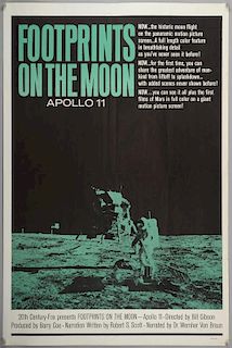 Footprints on the Moon (1969) One Sheet film poster, Apollo 11 documentary, 20th Century Fox, folded, 27 x 41 inches